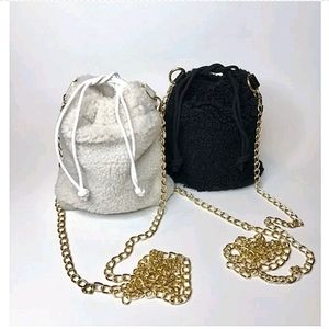 Faux lambskin puff pouch